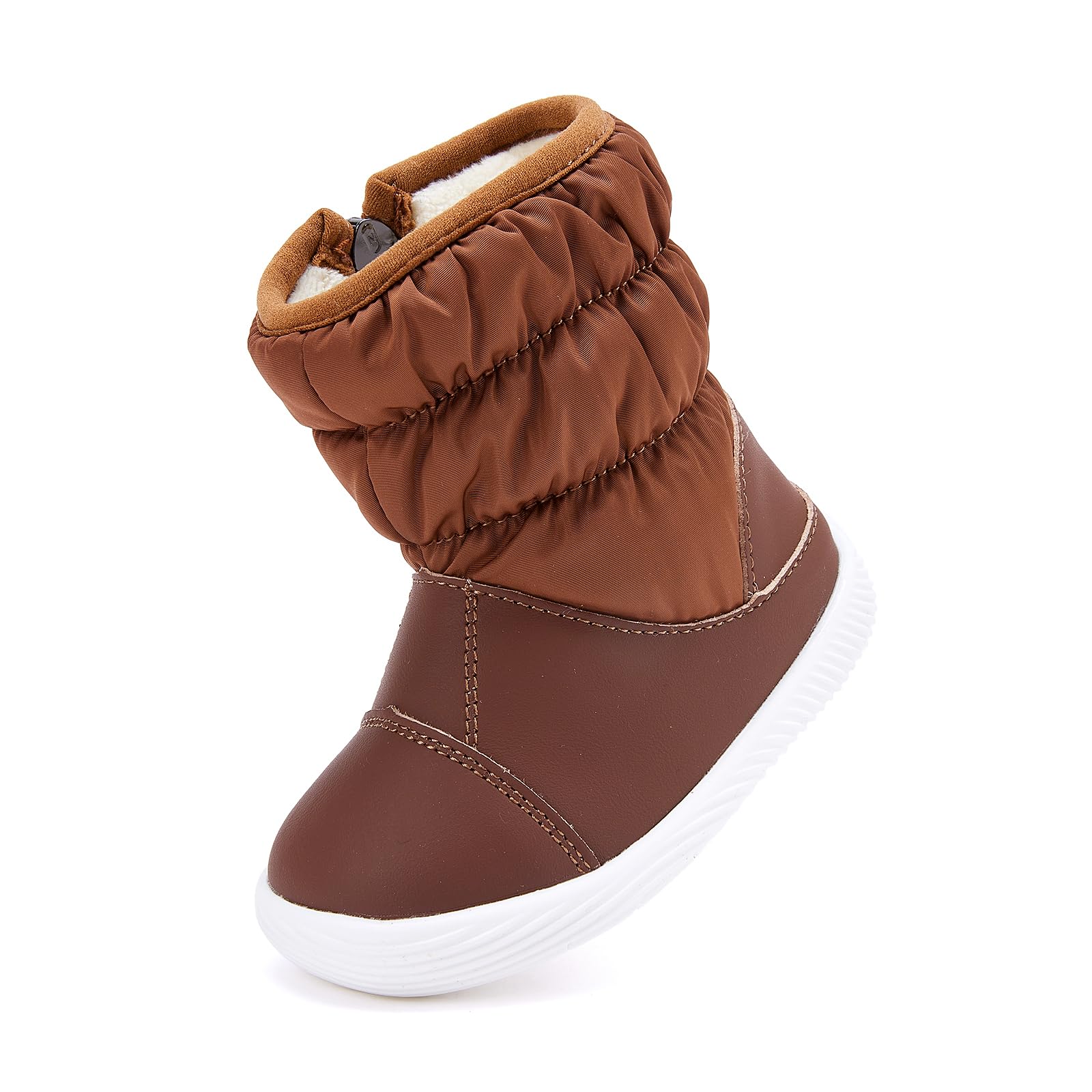 BMCiTYBM Baby Boy Girl Snow Boots Waterproof Infant Winter Warm Booties Nonslip Lightweight Outdoor Shoes for Cold Weather 6 9 12 18 24 Months Brown Size 18-24 Months Toddler
