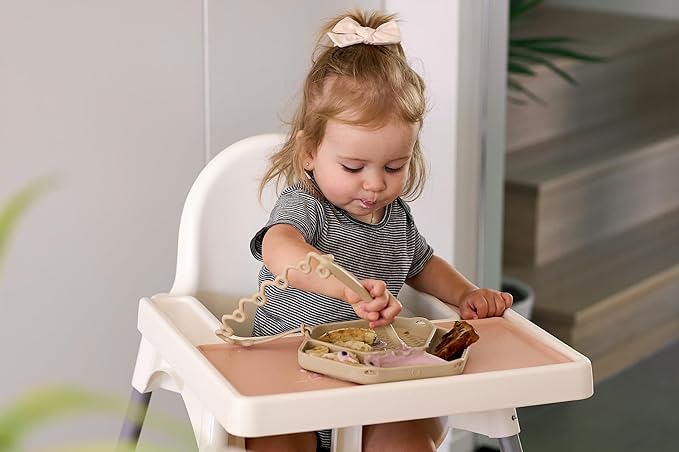 Smack Fun - Silicone Baby Feeding Spoons | 2 Pack (Blush/Ivoire)