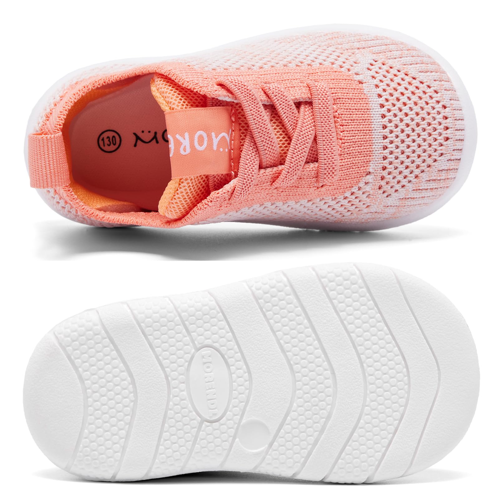 MORENDL Toddler Shoes Baby Walking Sock Shoes Infant Sneakers Boy Girl Barefoot Tennis Shoe Non-Slip Brethable Mix Orange Size 8
