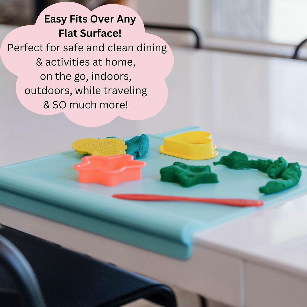 The Table Tyke Silicone Suction Placemat | Teething Edge Bumper/Spill Stopper | Dishwasher Safe, Travel Ready, Fits Highchairs | Suction Cup Activity Mat for Babies & Toddlers | BPA Free (Ballet Pink)