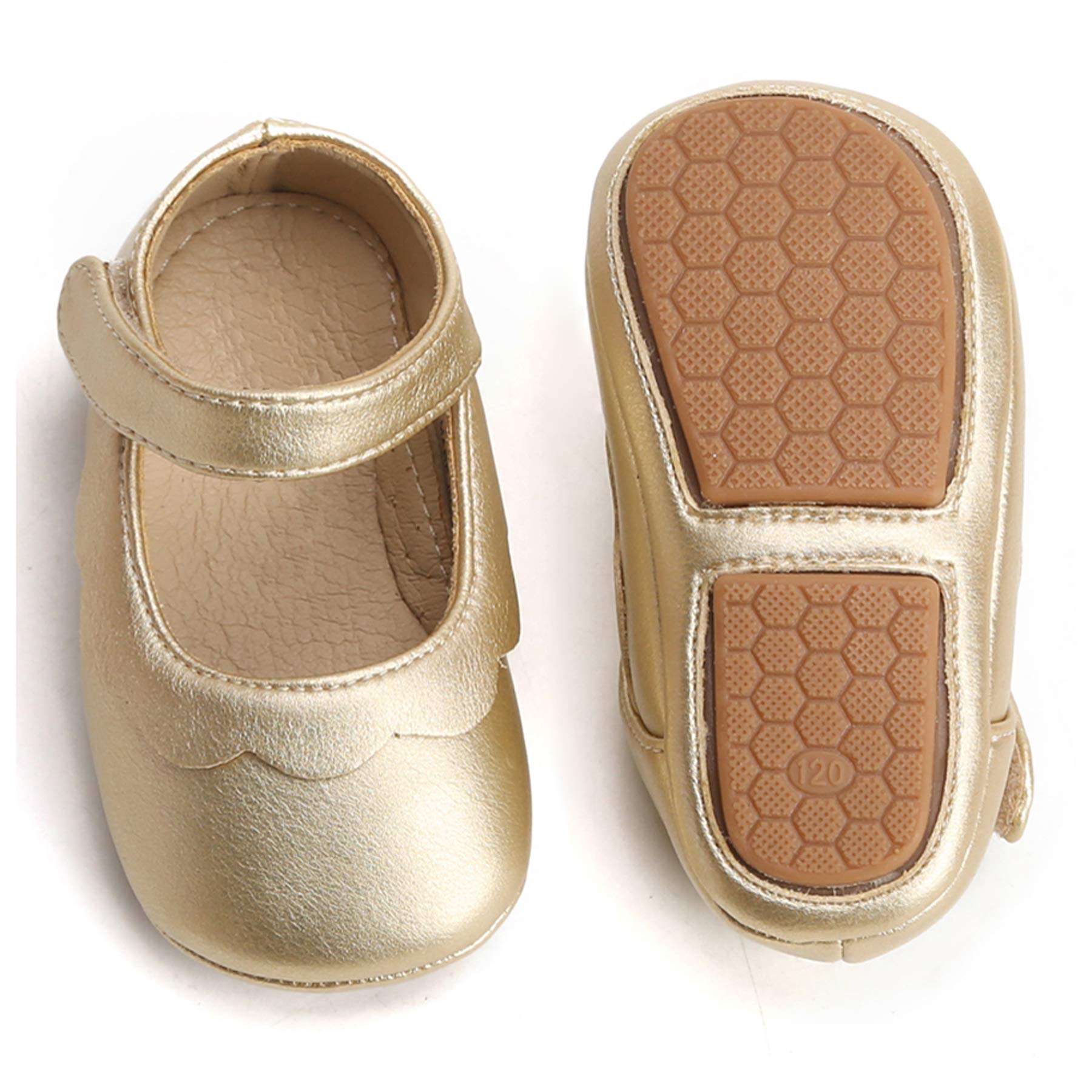 Felix & Flora Gold Baby Shoes Girl 12-18 Months - Infant Baby Walking Shoes Moccasinss Rubber Sole Crib Shoes(Gold,12-18 Months)