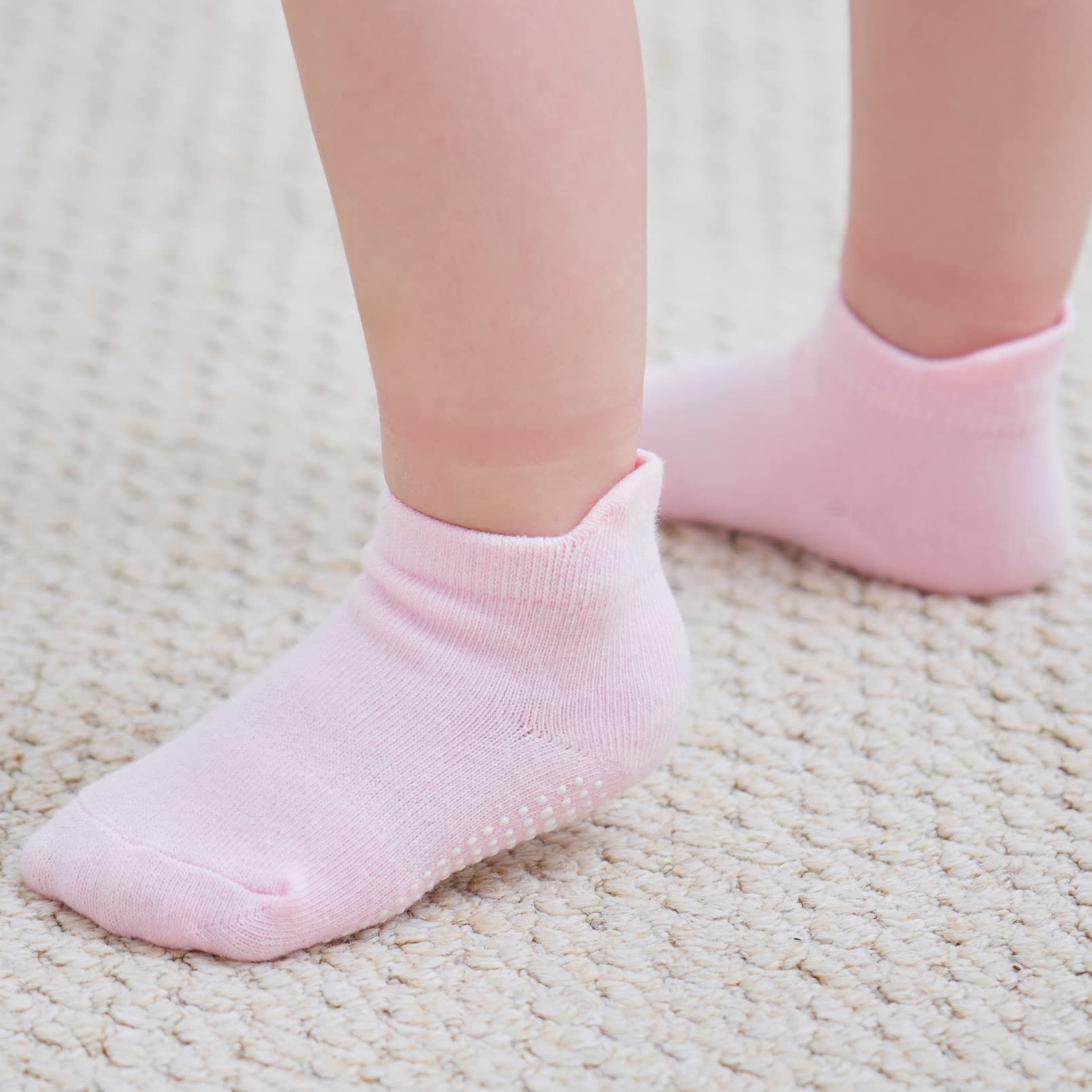 ZAPLES Baby Girls Non Slip Grip Ankle Socks with Anti Skid Soles for Infants Toddlers, Girls - 12 Pairs, 4-7 Years