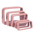 Remobia Hicol TSA Approved 5-Piece Diaper Bag Organizer Pouch Set Clear Waterproof TPU Kids Toiletry Storage Set Travel Packing Clutch Cube Bags for Baby Nursing (Pink Leather)