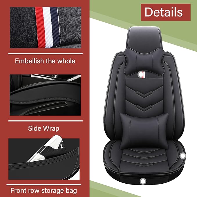 Leather Car Seat Covers Fit for LR Range Rover 2022-2025, 5 Seater Waterproof and Wear-Resistant Seat Cover Interior Accessories(Full Set with Pillow,Black)