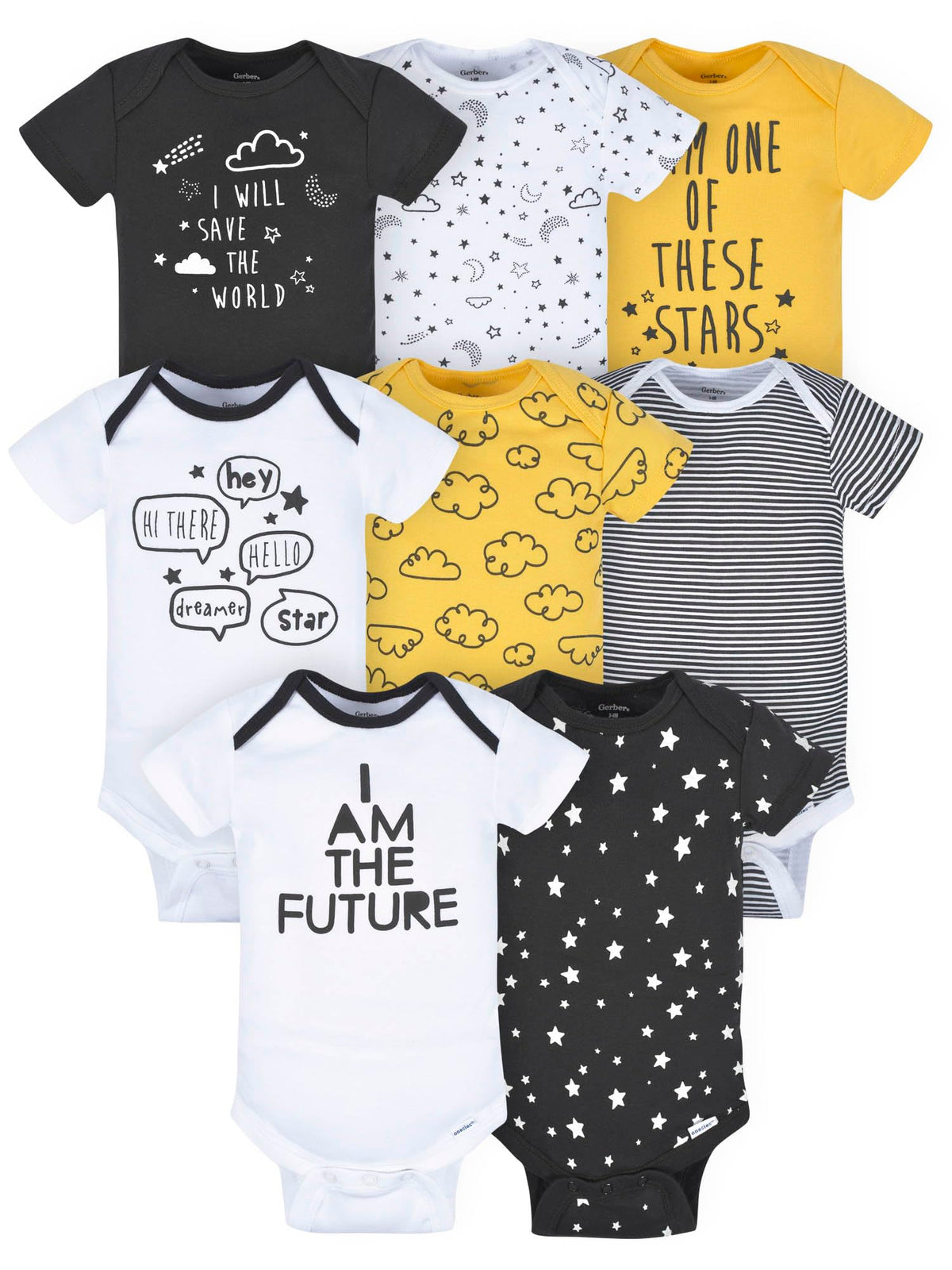 Gerber Baby Boys 8-pack Short Sleeve Onesies Bodysuits And Toddler T-Shirt Set, Bear, 3-6 Months US