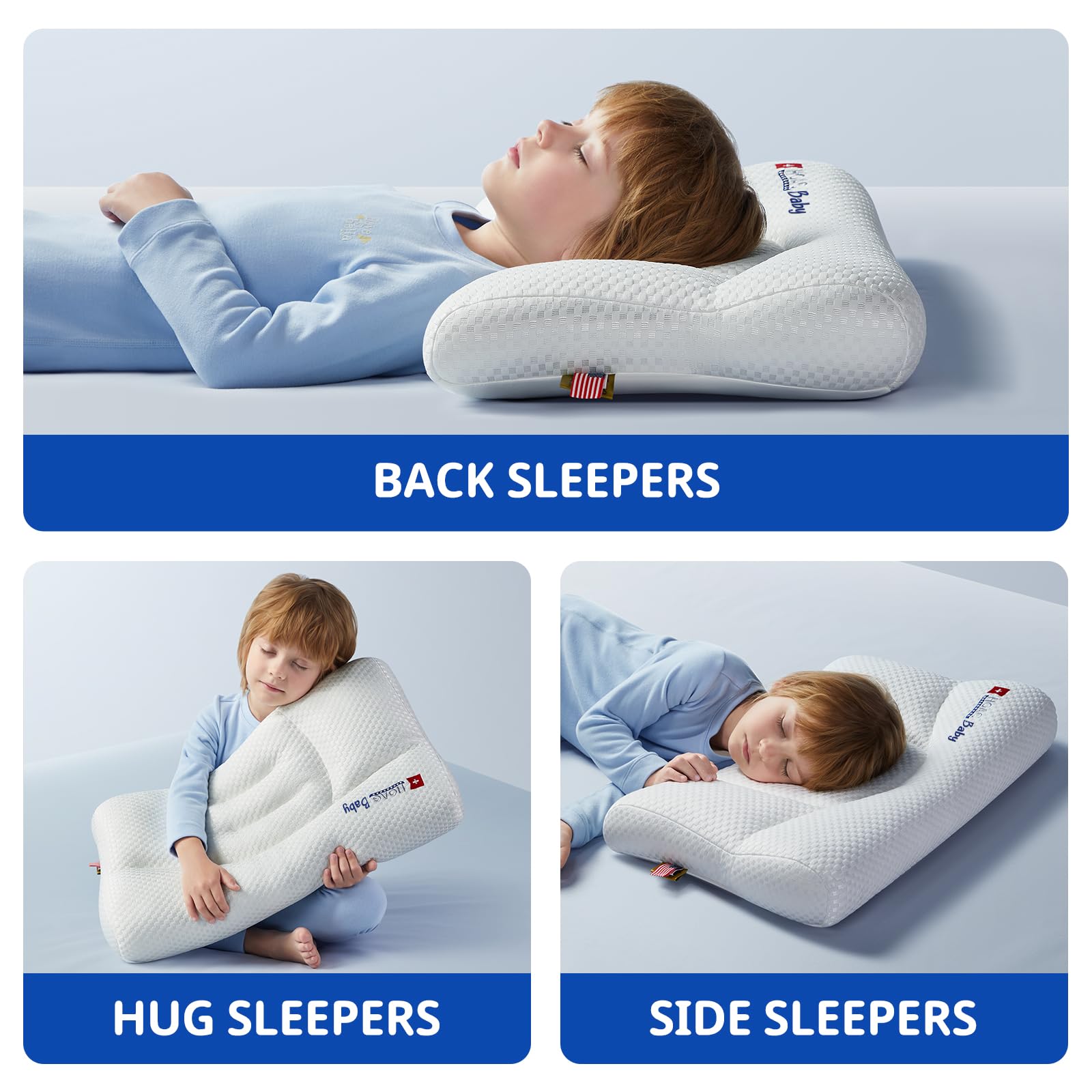 HOAGBaby Toddler Pillow with Pillowcase, Breathable & Cozy Machine Washable Kids Pillow with Pillowcase, 21.6x13.8 Ergonomic Children Pillow for Boys and Girls Aged 3-8 (Rabbit, Height 2)