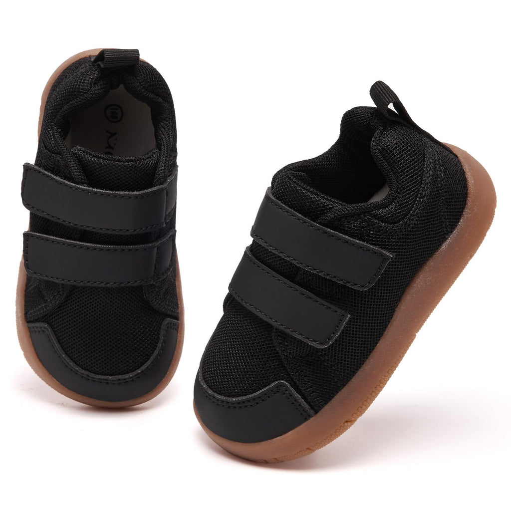 MORENDL Toddler Shoes Baby Wide Toe Box Barefoot Shoes Boy Girl Walking Shoes Non-Slip Minimalist Sneakers Comfort Zero Drop Tennis Outdoor Activities BlackMesh 12-15 Months