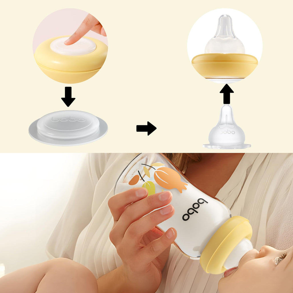 YOHKOH Glass Breast Milk Storage Bottles - 100% Leak-Proof, BPA-Free Breastmilk Storage Containers, Freezer & Dishwasher Safe, Ideal for Nursing Mothers (Yellow, 5.4oz (Pack of 6))