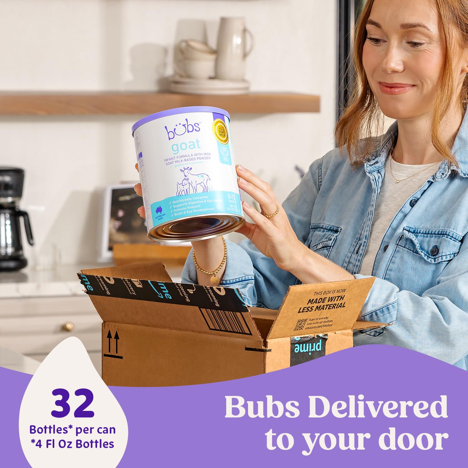 Bubs Whole Goat Milk Infant Formula for 0-12 Months, Non-GMO Milk, 20 oz