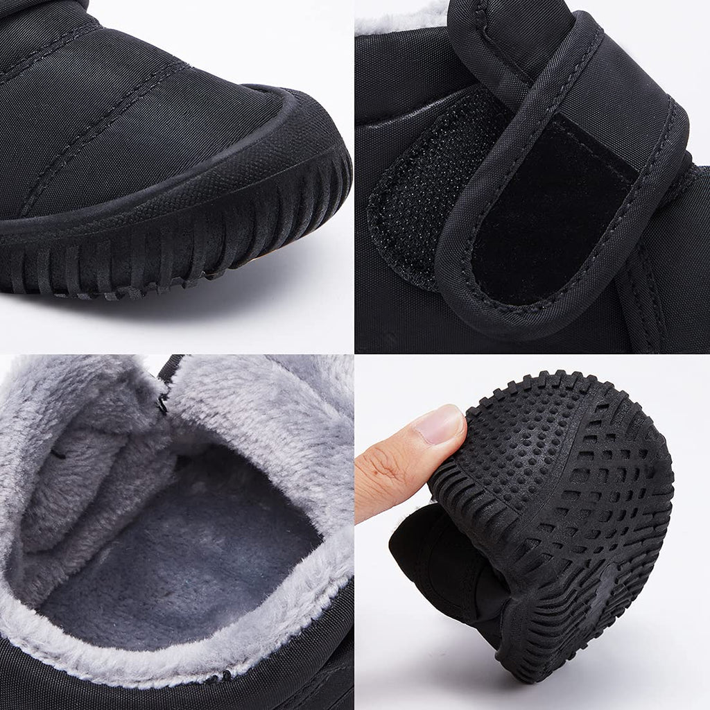BMCiTYBM Baby Snow Boots Boys Girls Winter Infant Shoes Anti-Slip 6 9 12 18 24 Months Faux Fur Black Size 8 Toddler