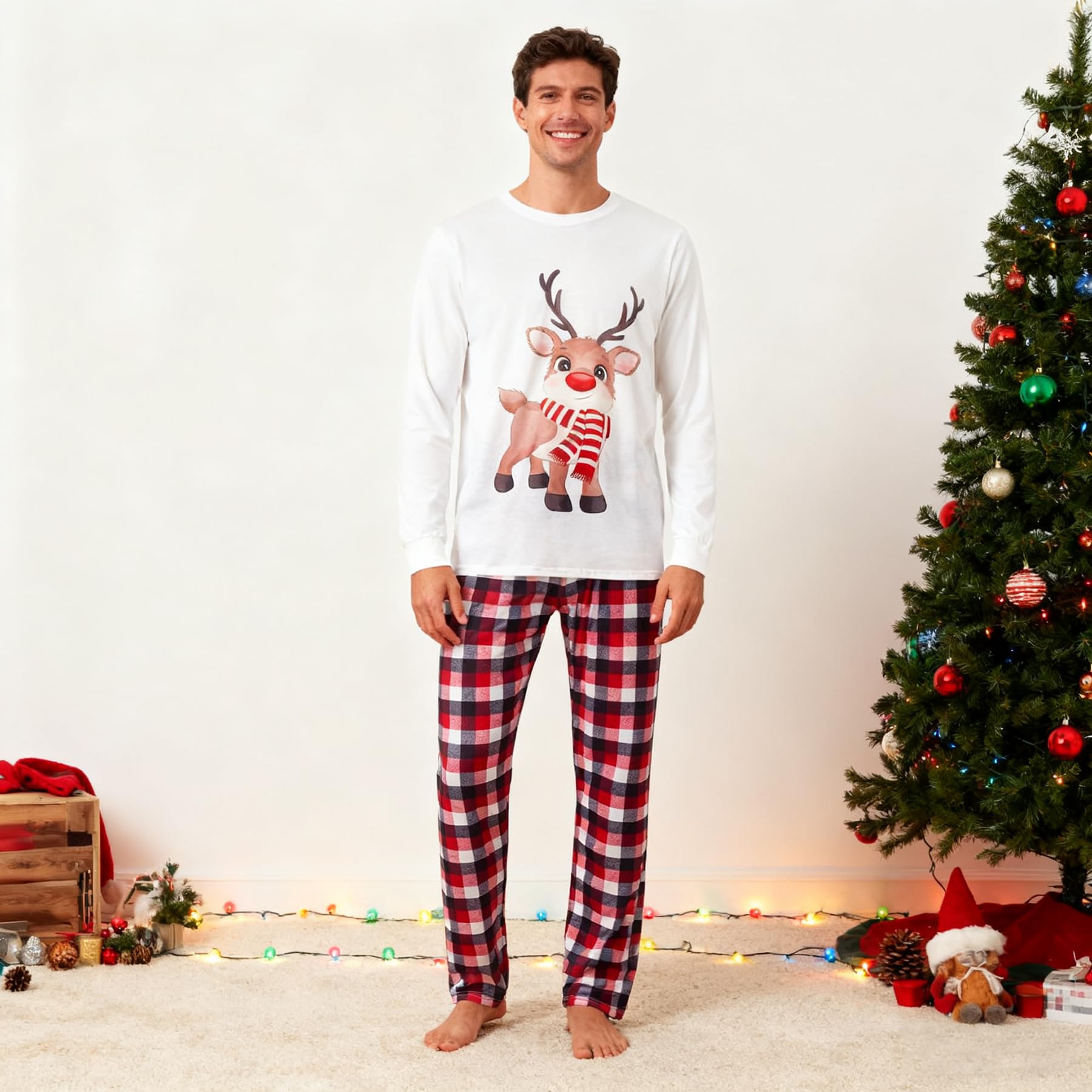 Awoscut Family Christmas Pajamas Matching Pajamas for Family, Xmas PJs Sets Holiday Sleepwear(#311, Men, 3XL)