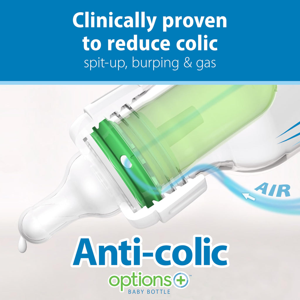 Dr. Brown's Anti-Colic Options+ Narrow Baby Bottle, Frog + Pig, 2-Pack
