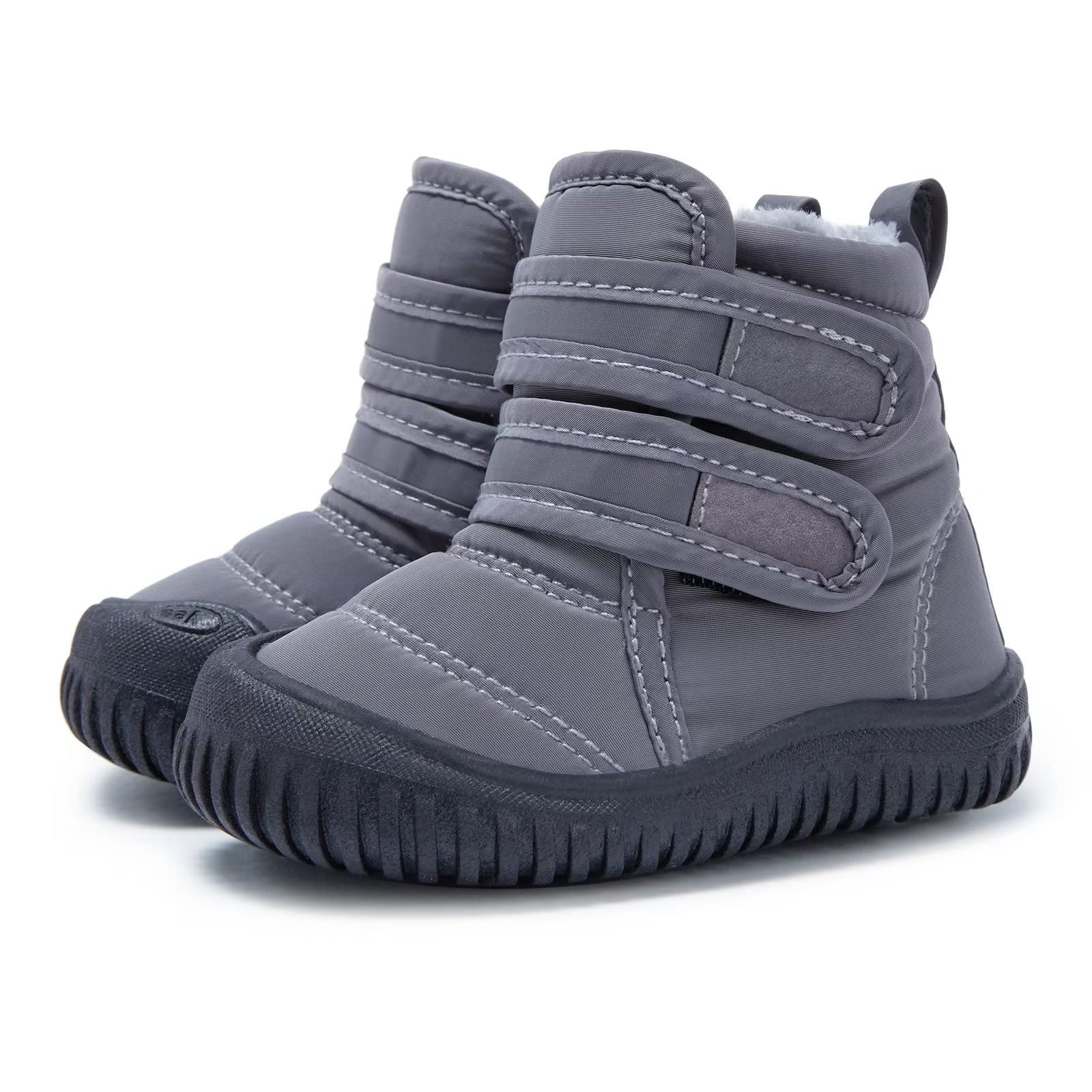 BMCiTYBM Baby Snow Boots Boys Girls Winter Infant Shoes Anti-Slip 6 9 12 18 24 Months Faux Fur Grey Size 18-24 Months Toddler