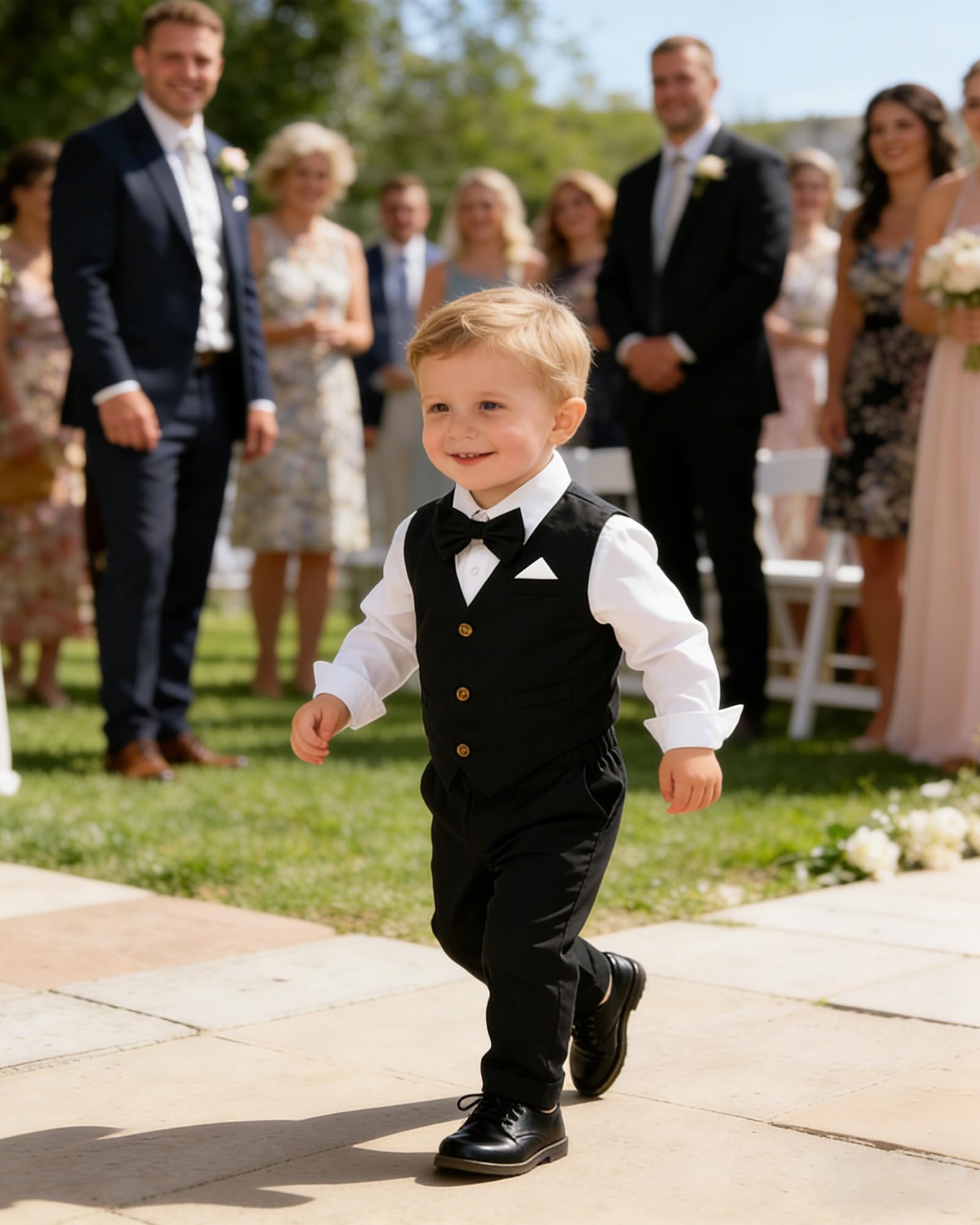 SANGTREE Boys Cotton Linen Formal Suit Linen Black 9-12 Months=Tag 70