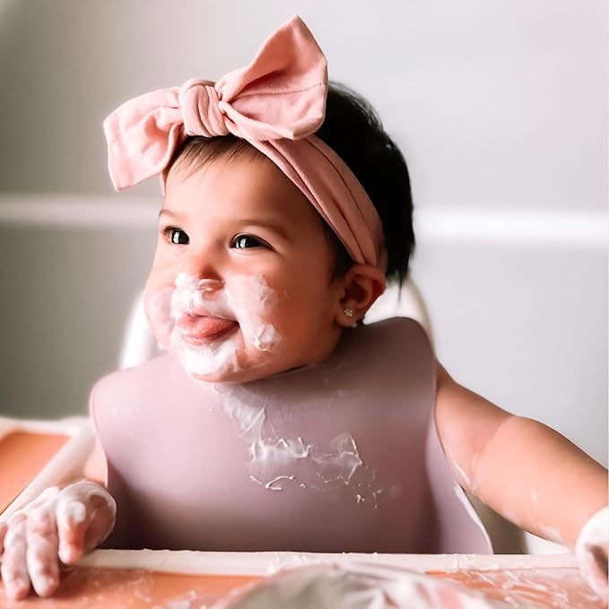 Moonkie Silicone Baby Bibs Set Of 2, BPA Free Soft Adjustable Fit Waterproof Feeding Bibs for Babies and Toddlers(Ether/Sage)