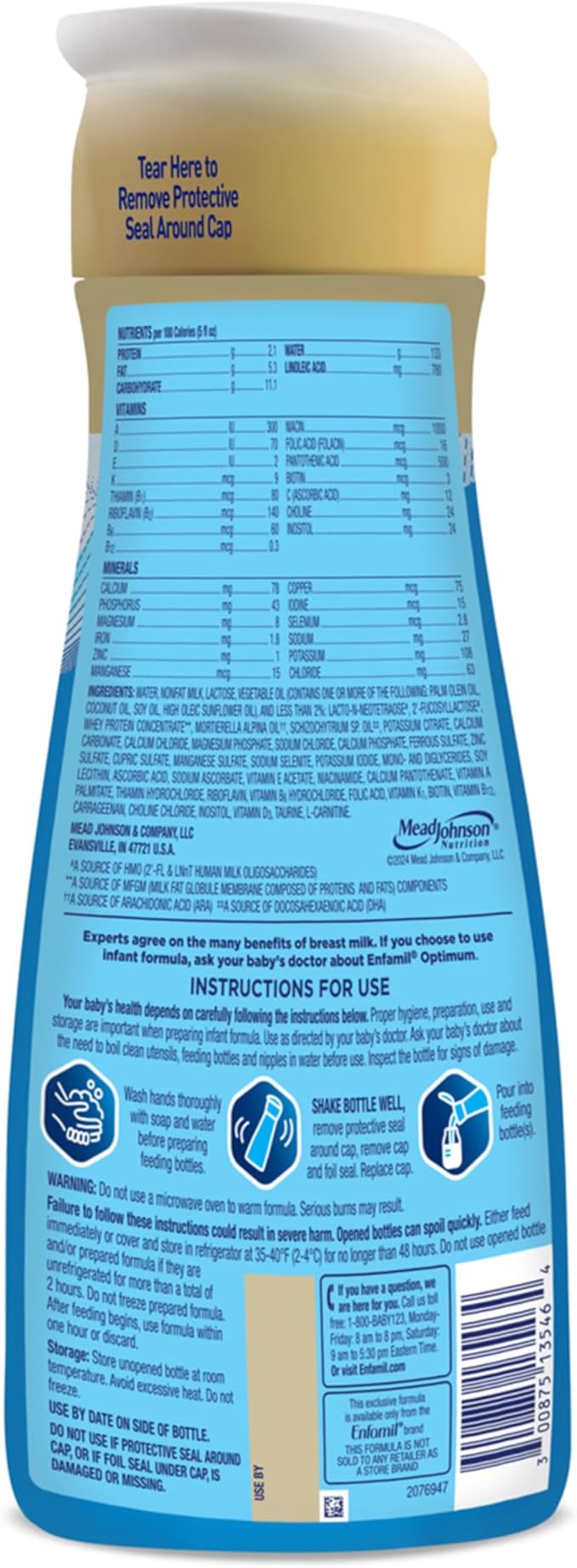 Enfamil Optimum (Enspire) Ready-to-Feed Baby Formula, Our Closest to Breast Milk, Brain-Building DHA, 32 Fl Oz