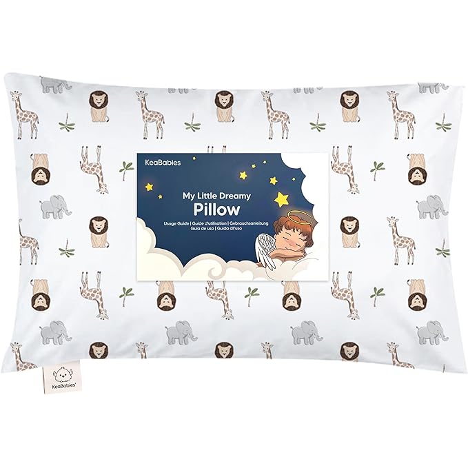 Toddler Pillow with Pillowcase - 13x18 My Little Dreamy Kids Travel Bed Pillows for Sleeping, Organic Cotton Small Pillowcase, Soft & Breathable, Machine Washable, Toddlers 2-5 Years Old (The Wild)