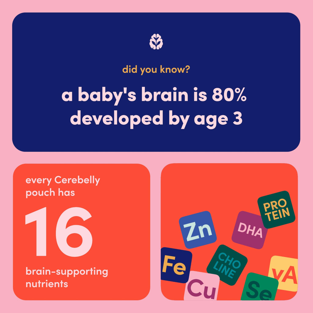Cerebelly Organic Baby Food Pouches, Spinach Apple Sweet Potato Purees, 16 Nutrients, No Added Sugar, Fiber & Non-GMO, 4oz, 6 Pack