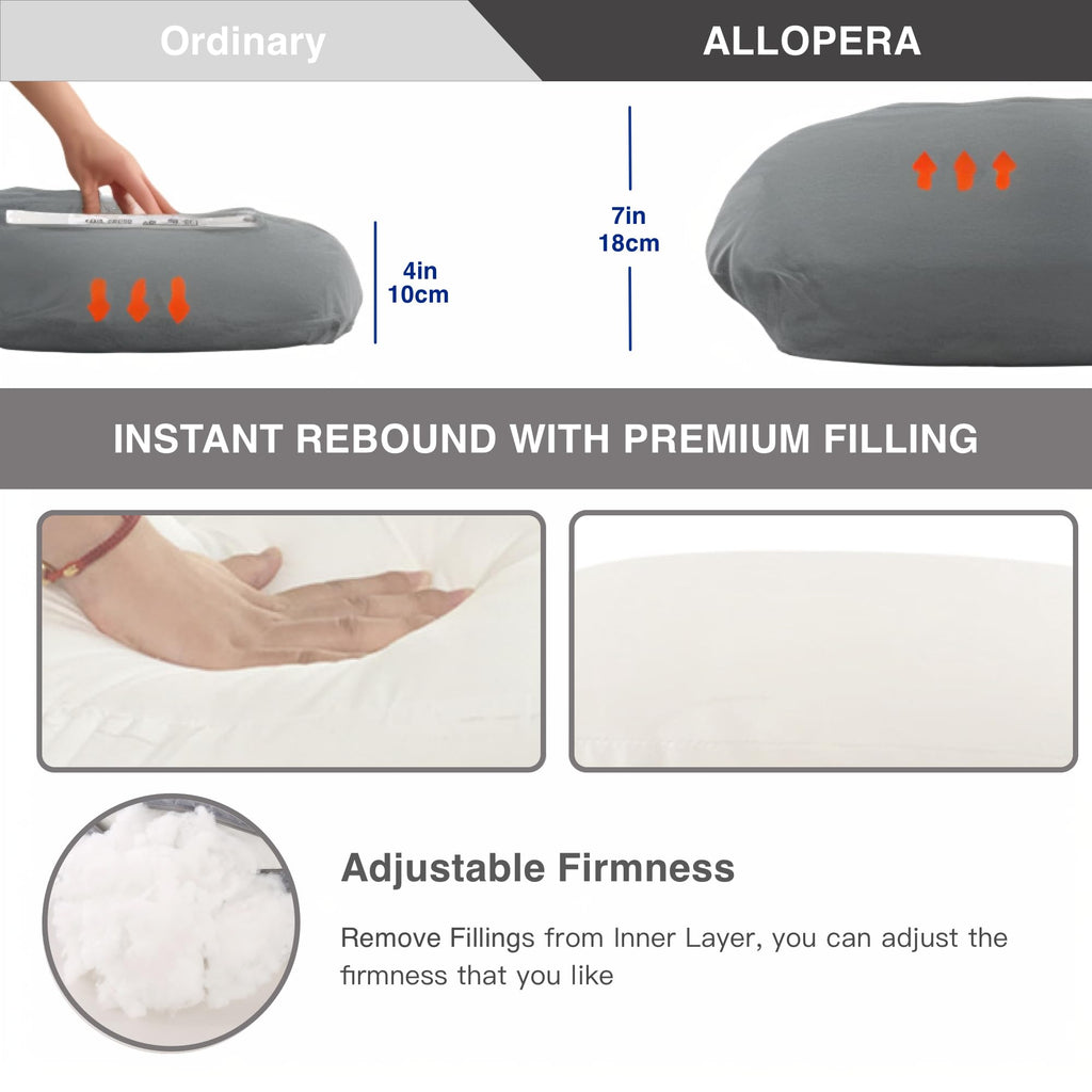 ALLOPERA Pregnancy Pillow, Full Body Maternity Pillow 57 inch, with Removable Washable Cover - Sleep Support for Legs, Back, Neck, Shoulder, HIPS, Belly for Pregnent Women, 100% Cotton