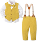 SANGTREE Boys Cotton Linen Formal Suit Yellow Lemon 3-4T=Tag 120