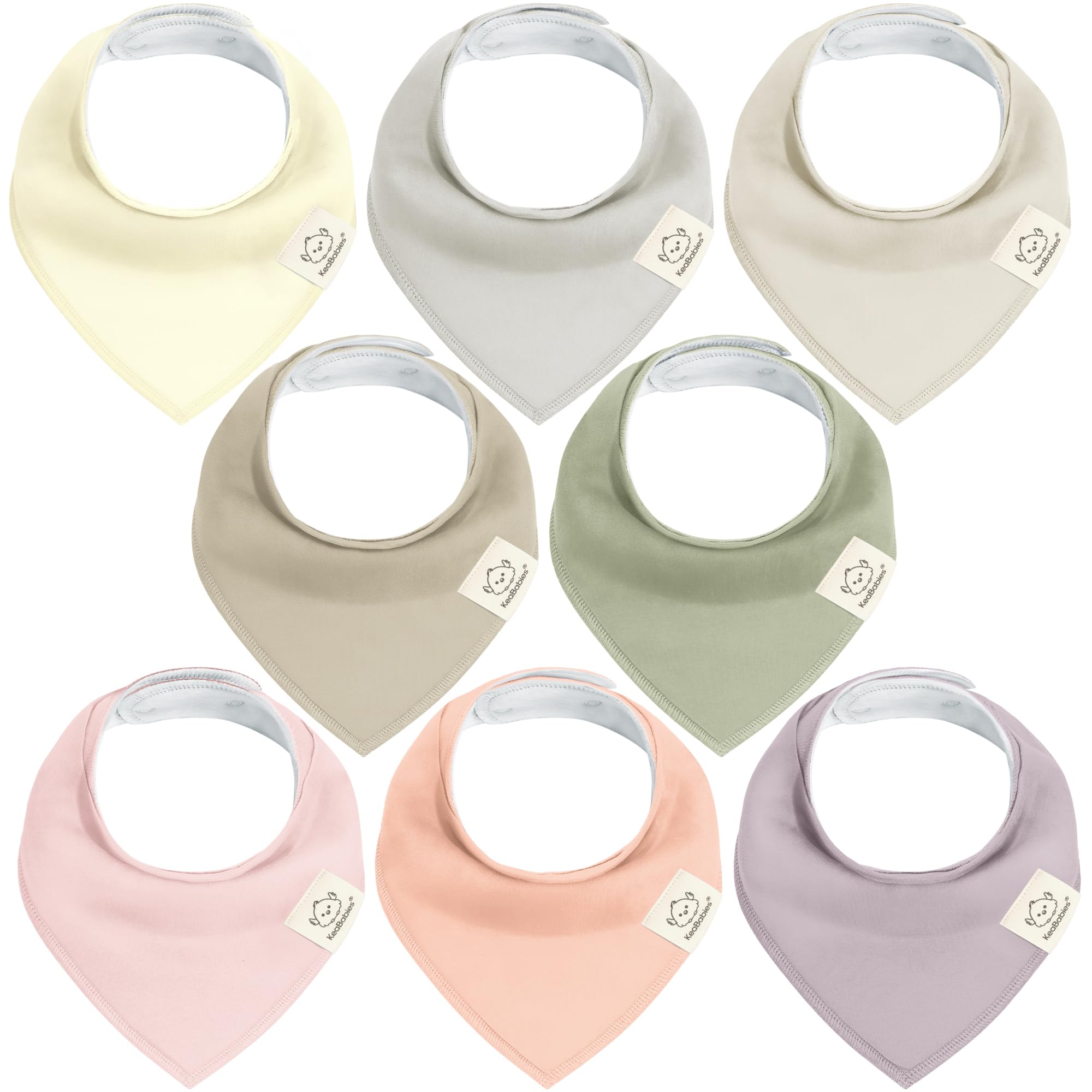 KeaBabies 8pk Organic Baby Bandana Bibs for Drooling and Teething (Embrace)