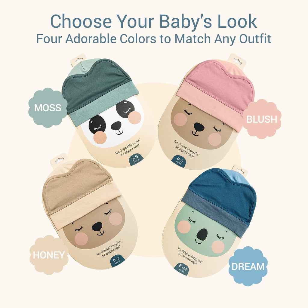 Sleepy Hat The Original Baby Sleep Mask & Soft Eye Shade – Newborn Hat, Sun Hat & Beanie for Travel, Home Pink – 6-12M