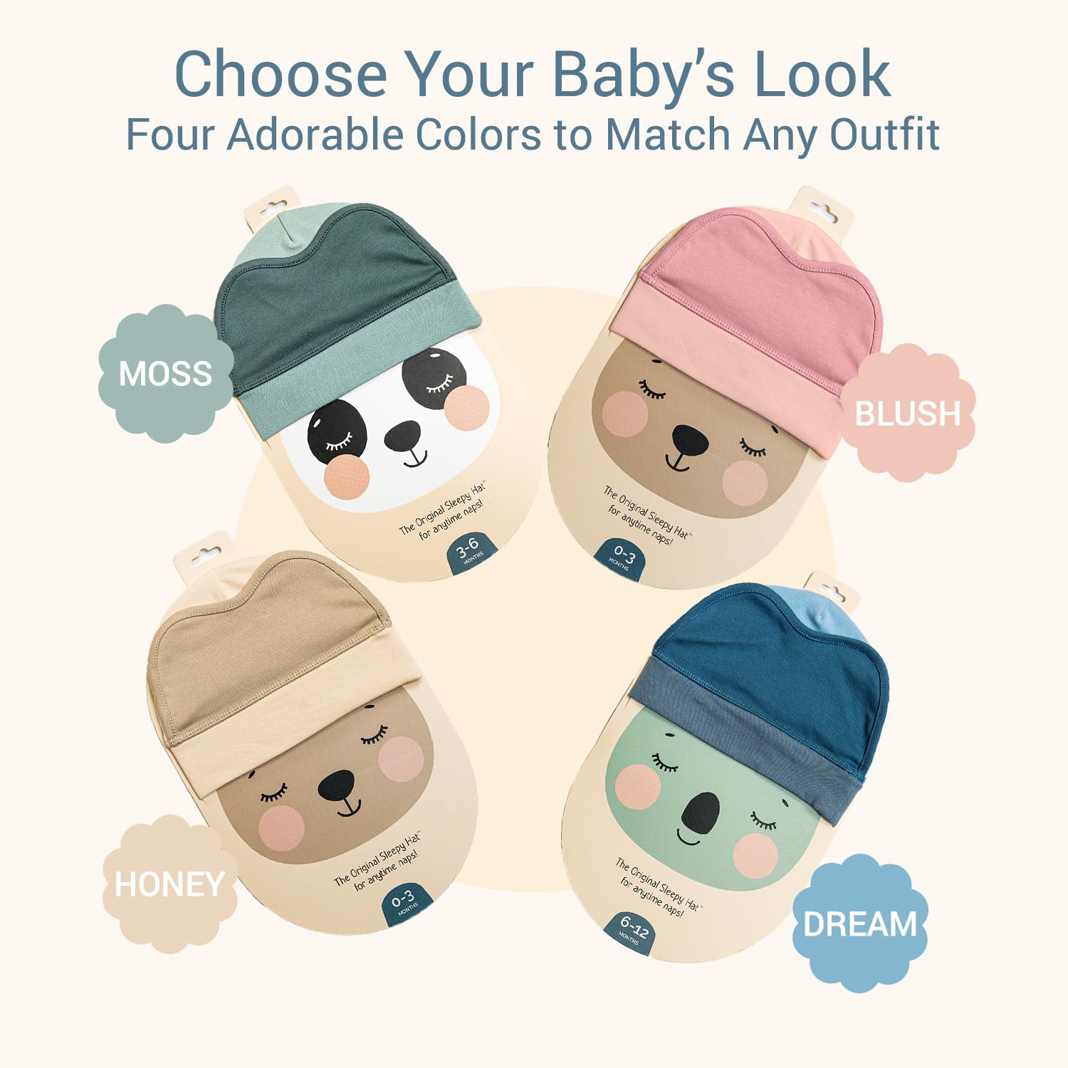 Sleepy Hat The Original Baby Sleep Mask & Soft Eye Shade – Newborn Hat, Sun Hat & Beanie for Travel, Home Pink – 6-12M