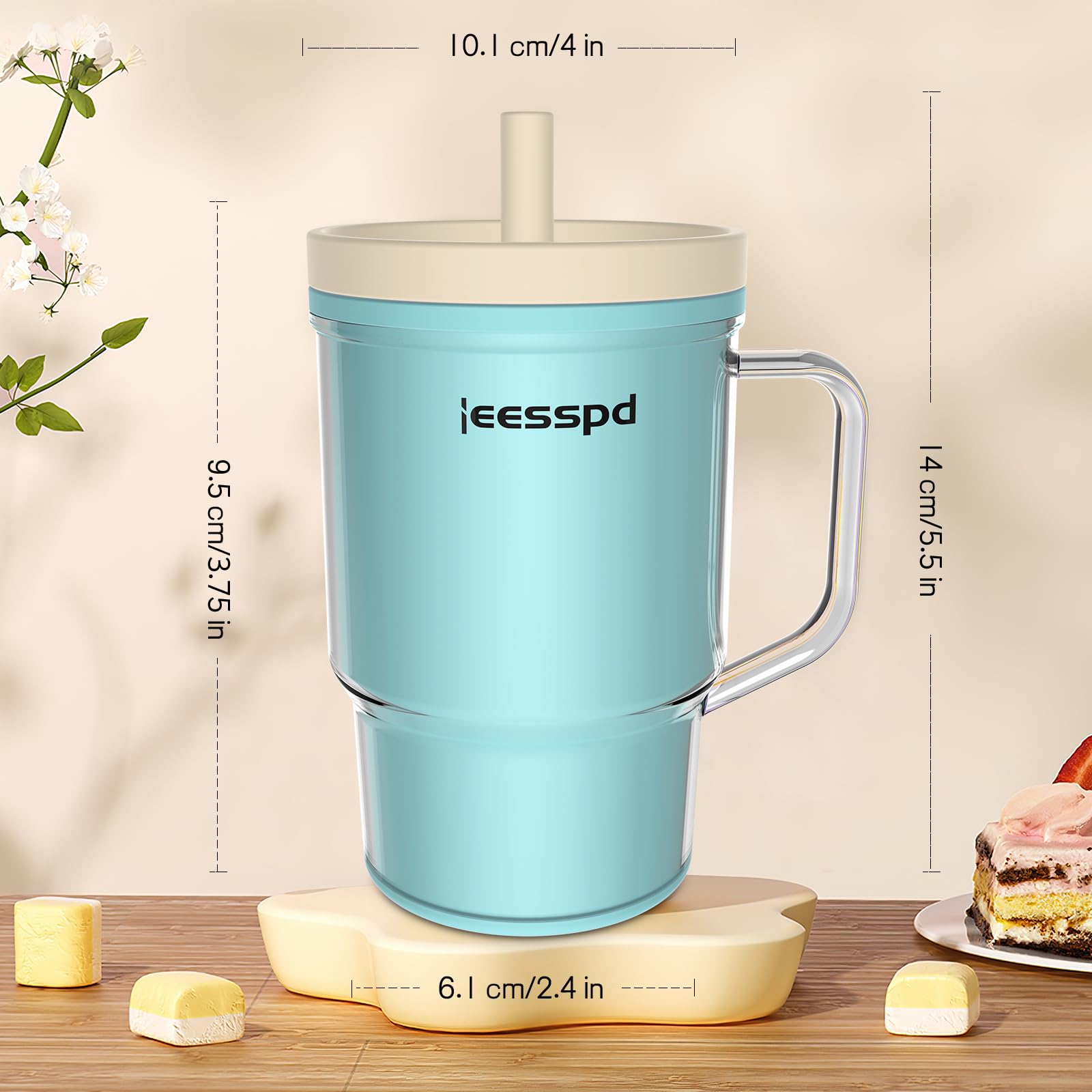 ieesspd Toddler Cups – 9 oz Adorable Miniature Tumbler with Leak-Resistant Straw and Toddler-Friendly Handle, Encourages Hydration, Easy to Clean, Sippy cups for Toddlers 1-3，BPA Free silicone (Teal)