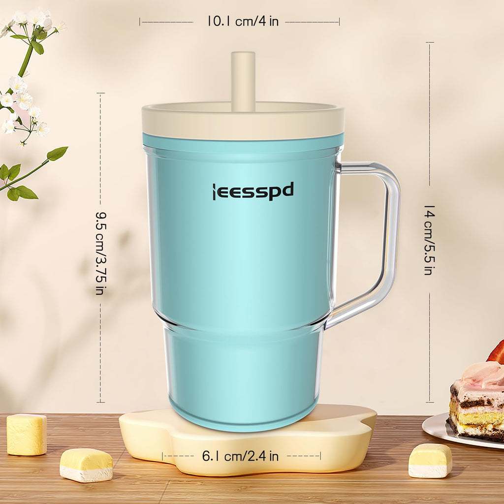 ieesspd Toddler Cups – 9 oz Adorable Miniature Tumbler with Leak-Resistant Straw and Toddler-Friendly Handle, Encourages Hydration, Easy to Clean, Sippy cups for Toddlers 1-3，BPA Free silicone (Teal)