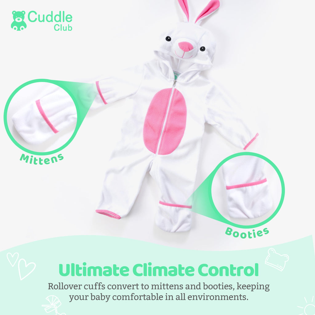Cuddle Club Fleece Baby Bunting Bodysuit – Infant One Piece Kids Hooded Romper Outerwear Toddler Jacket