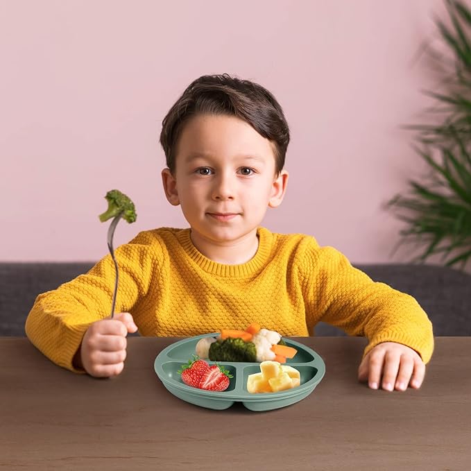 Suction Plates for Baby 3 pack, Stay Put Divided Toddler Plates, 100% Food Grade Silicone Baby Plates, BPA Free, Baby Feeding Supplies, Microwave & Dishwasher Safe