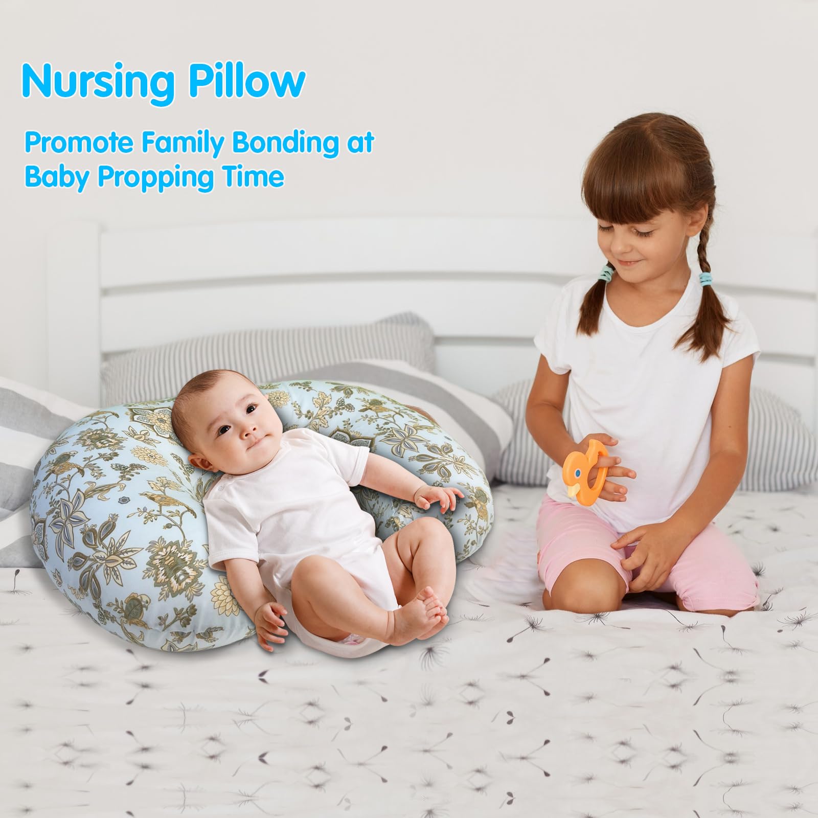 x-vesolje Nursing Pillow, Breastfeeding Pillow with Removable Cover, Ergonomic Breast Feeding Pillow, Baby Feeding Support Pillow for Mom Easier Breastfeeding- Original Size/Boho Garden