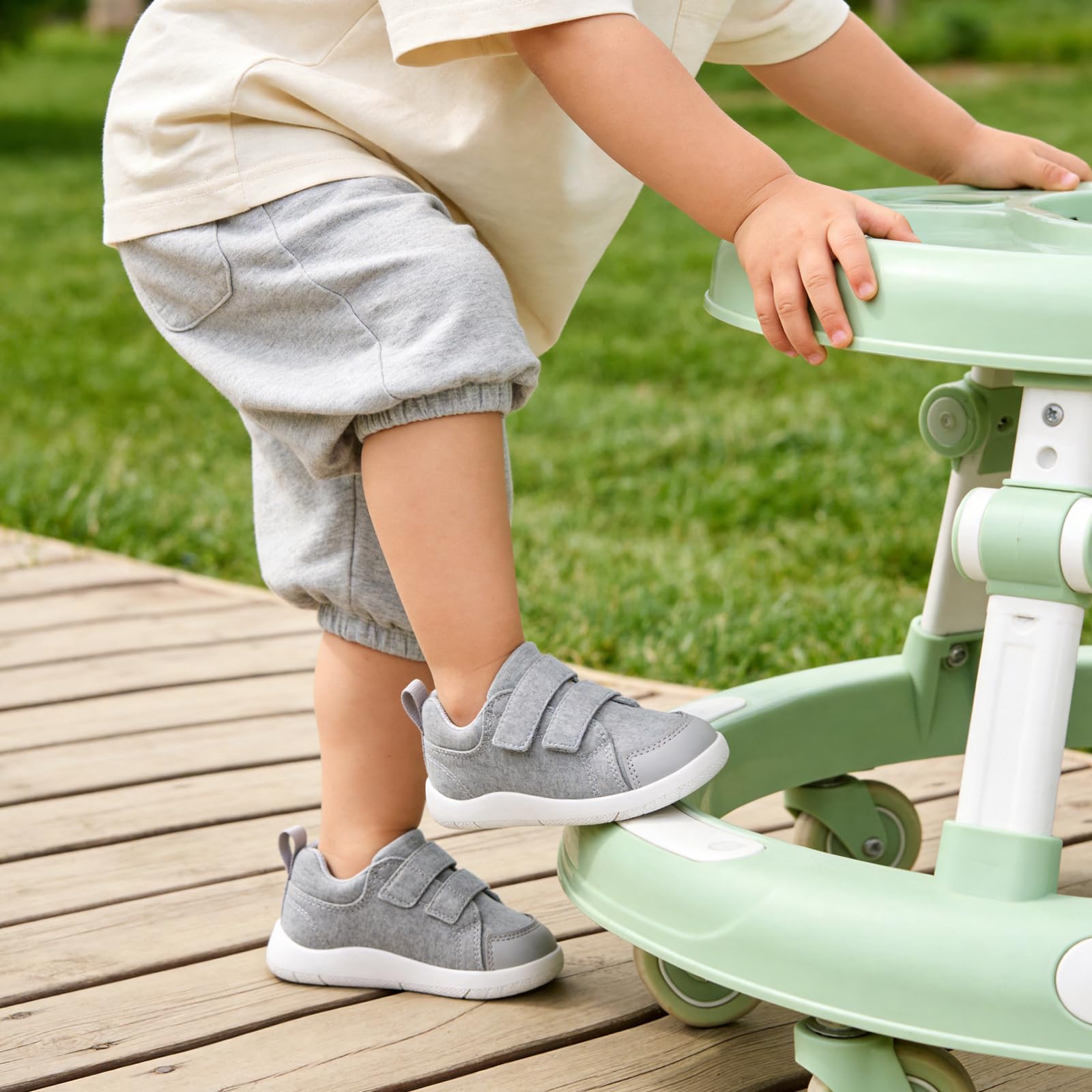 MORENDL Wide Toe Box Shoes Toddler Barefoot Shoes Baby Walking Shoe Boy Girl Non-Slip Zero Drop Minimalist Sneakers Comfort Tennis Outdoor Activities Mix LightGrey 18-24 Months