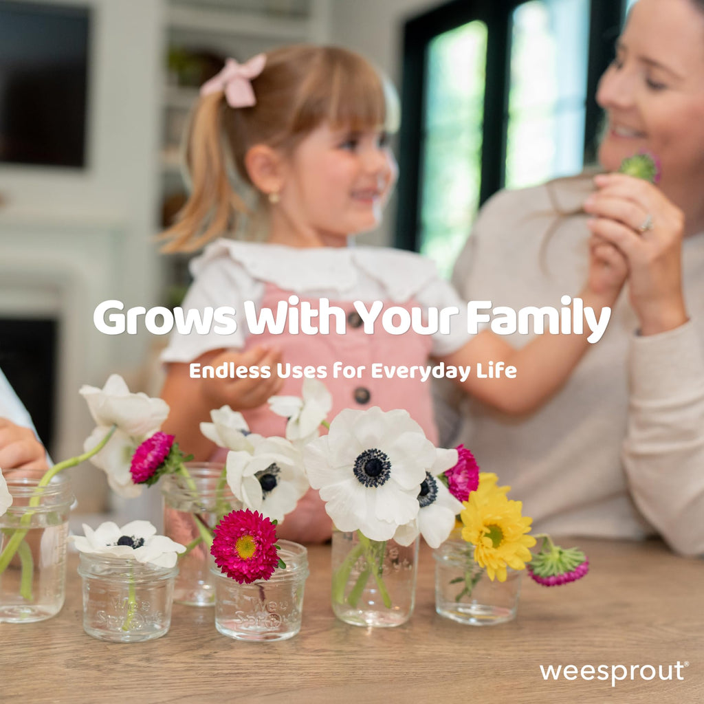 WeeSprout Glass Baby Food Storage Jars w/Lids (8 oz, 8 Pack Set) Snack, Puree, Reusable Small Containers, Breast Milk, Fridge or Freezer, Microwave & Dishwasher Safe, Essential Must Have for Infants