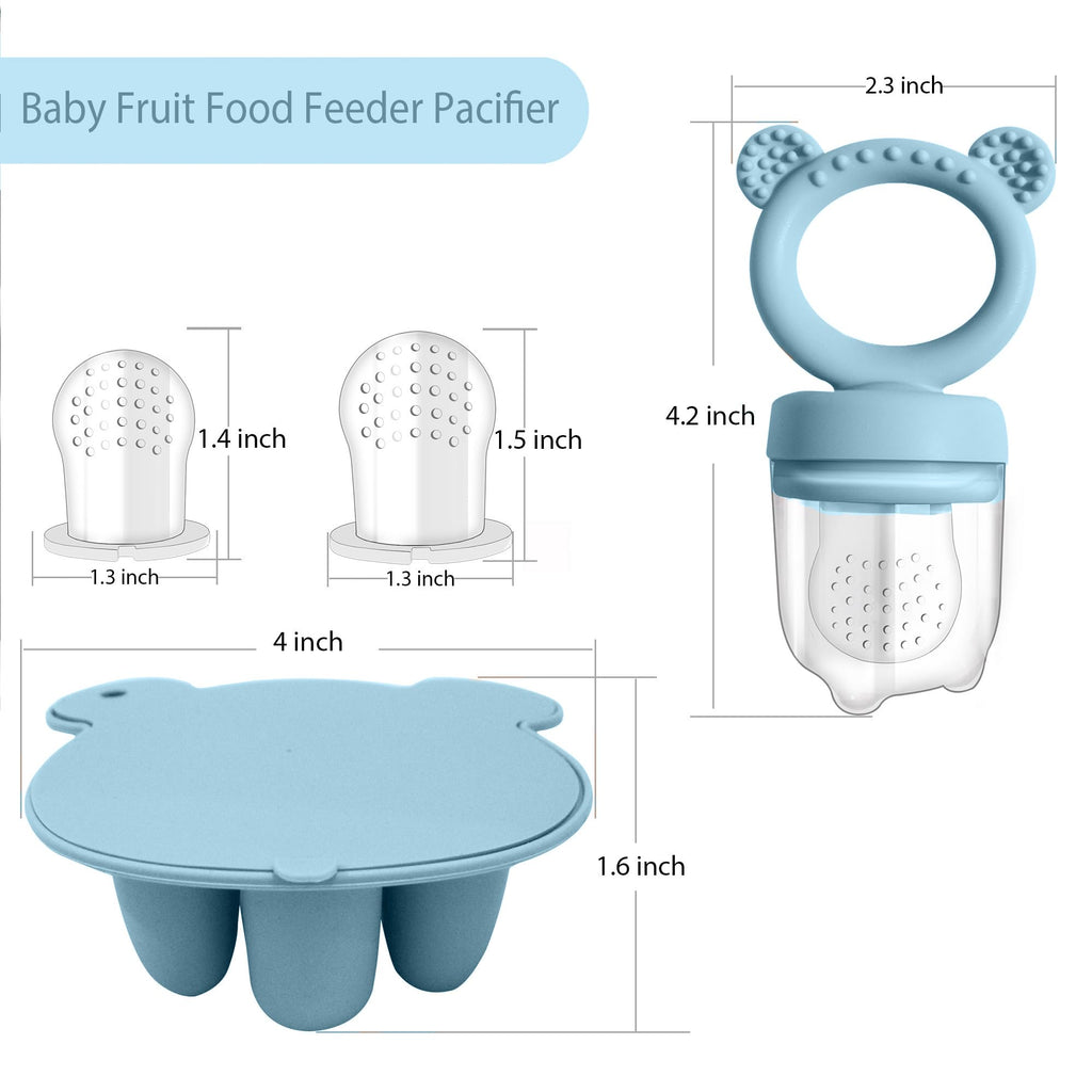 BIGSPINACH Baby Food Feeder Pacifier with Breast Milk Popsicle Teether-Silicone Forage Feeder for Babies-Breastmilk Storage Container and Freezer Tray-Teething Popsicle Molds for Soothing Relief
