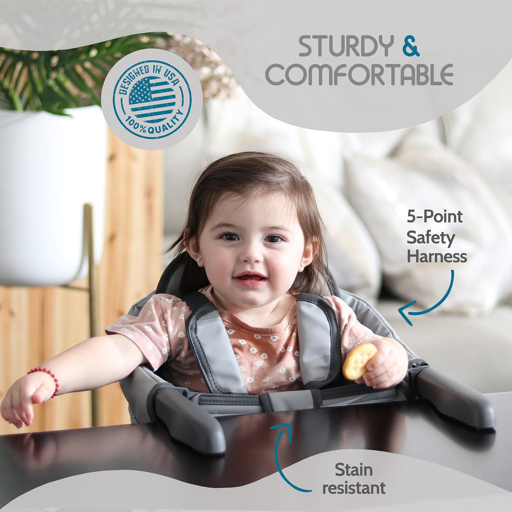 Elegant Faux Leather Hook On High Chair for Table - Clip On High Chair to Table, Portable High Chair for Travel, High Chairs for Babies Clip On High Chair that Attaches to Tables