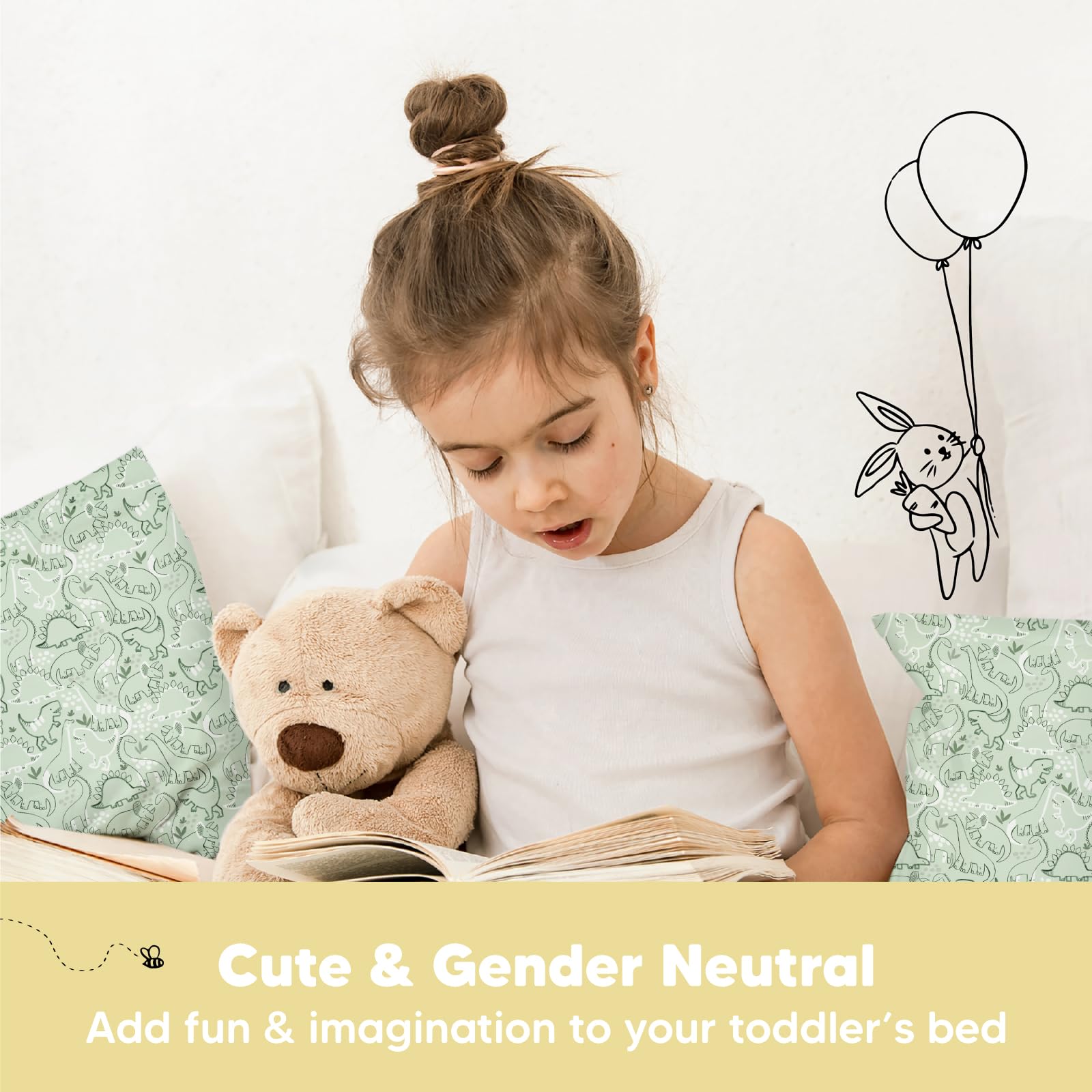 Toddler Pillow with Pillowcase, 13x18 My Little Dreamy Pillow (DinoDood)