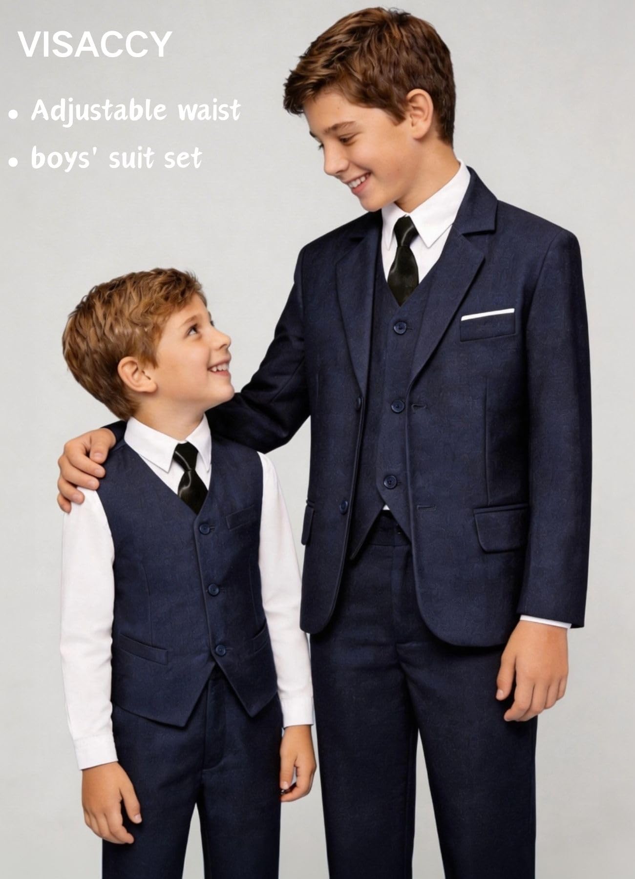 Boys Suit Toddler Boy Formal Slim Fit Suits 4 Piece Set Navy Blue Size 7