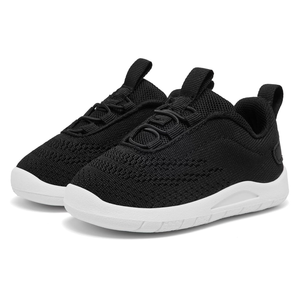 MORENDL Toddler Sneakers Baby Slip On Walking Shoes Non-Slip Breathable Boys & Girls Running Shoes Infant Tennis Shoes Black Size 8