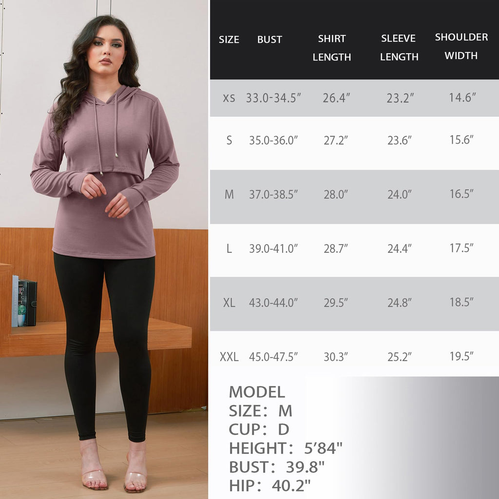 GINKANA Women's Nursing Sweatshirt Long Sleeves Breastfeeding Hoodies Top for Pregnant Women Shirt,Mauve,M