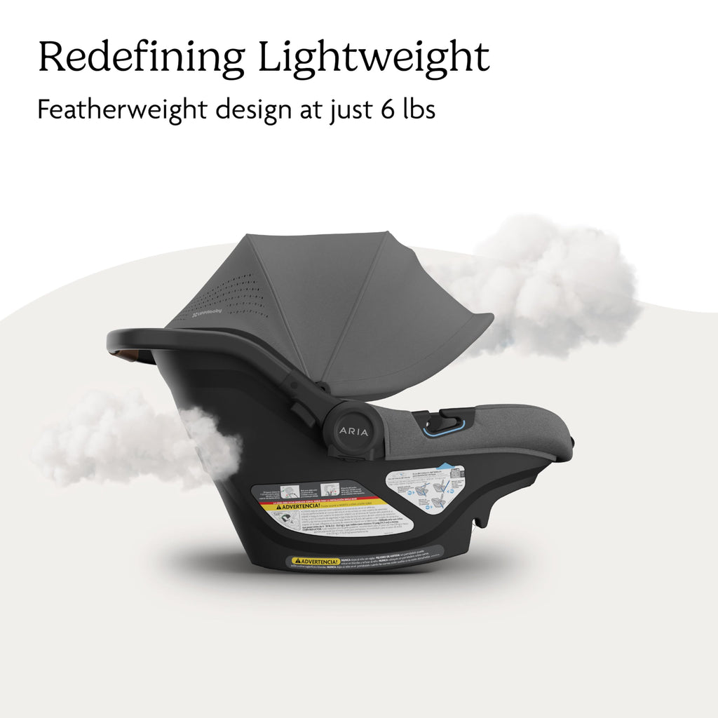 UPPAbaby Aria V2 Lightweight Infant Car Seat - Load Leg + Anti-Rebound Panel - Infant Insert + All-Weather FootCover Included - Direct Stroller Attachment - Greyson (Charcoal Mélange)