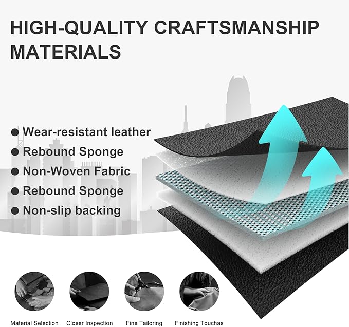JOJ Car Seat Cover Fit for Toyota Highlander 2001-2025,7 Seat Car Seat Cover,No-Slip Waterproof Breathable Faux Leather,Full Set with Pillow Steering Wheel Covers,Black