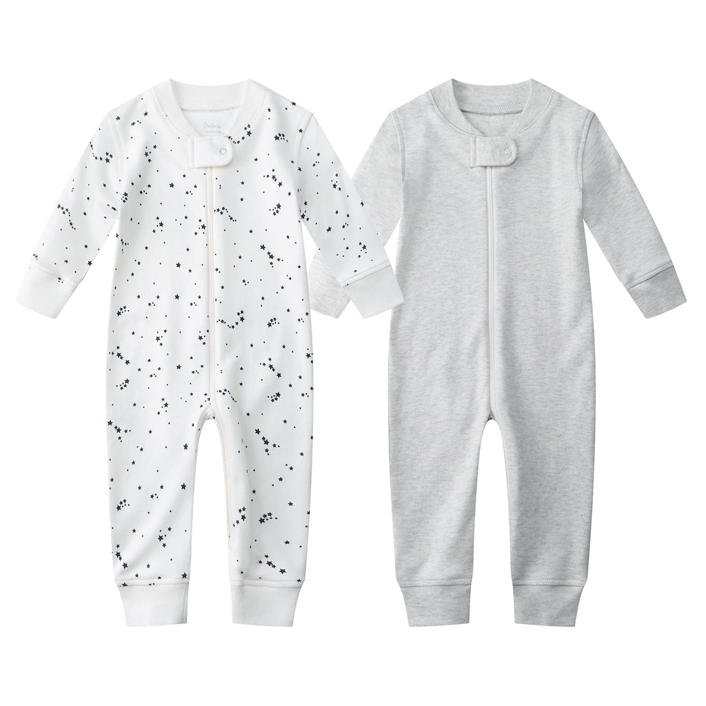 Owlivia Organic Cotton Baby Boy Girl Zip up Sleep N Play, Footless, Long Sleeve(12-18 Months, Feather Mauve)