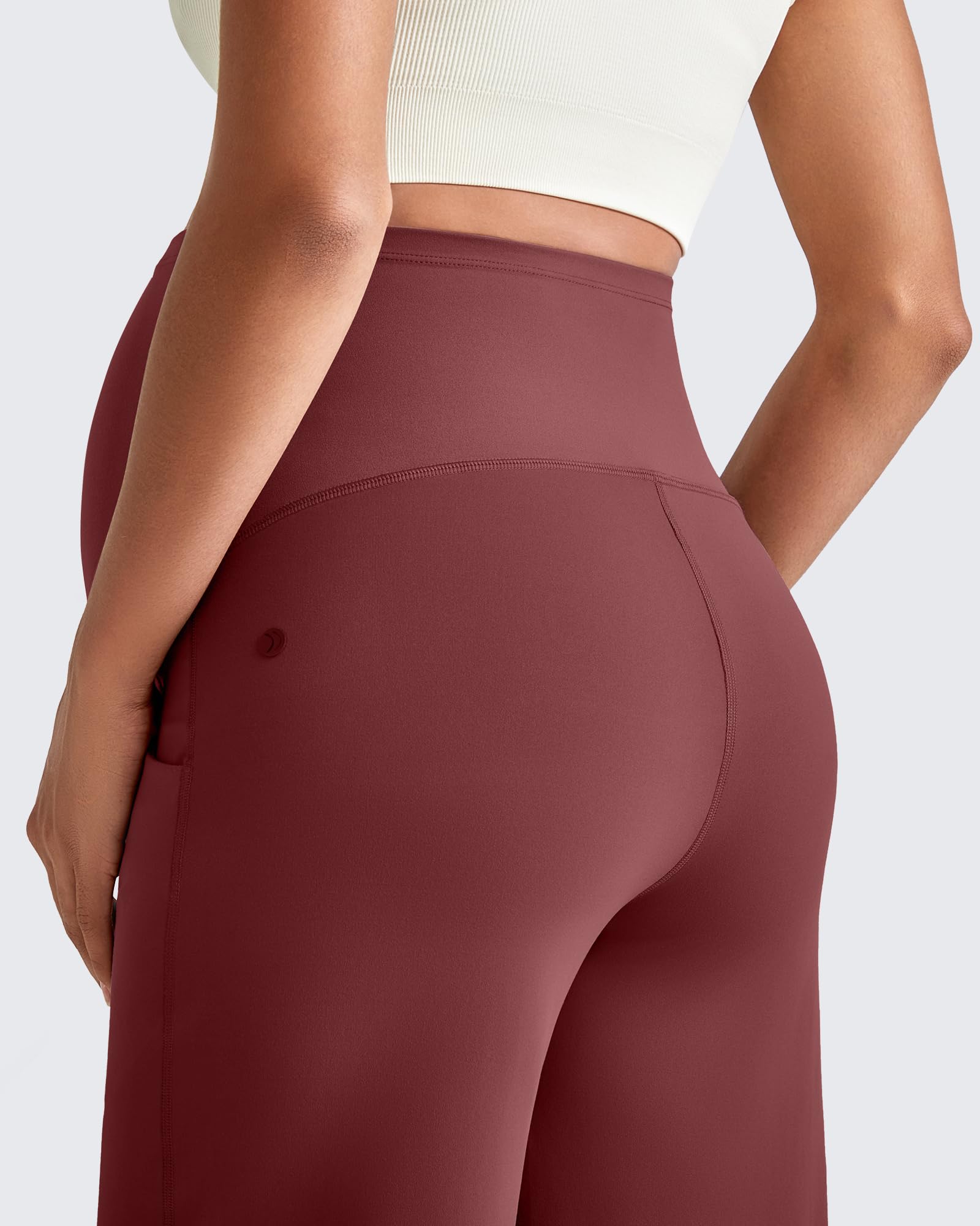 G4Free Maternity Pants Work Over the Belly with Pockets,Wine,XXL,Regular