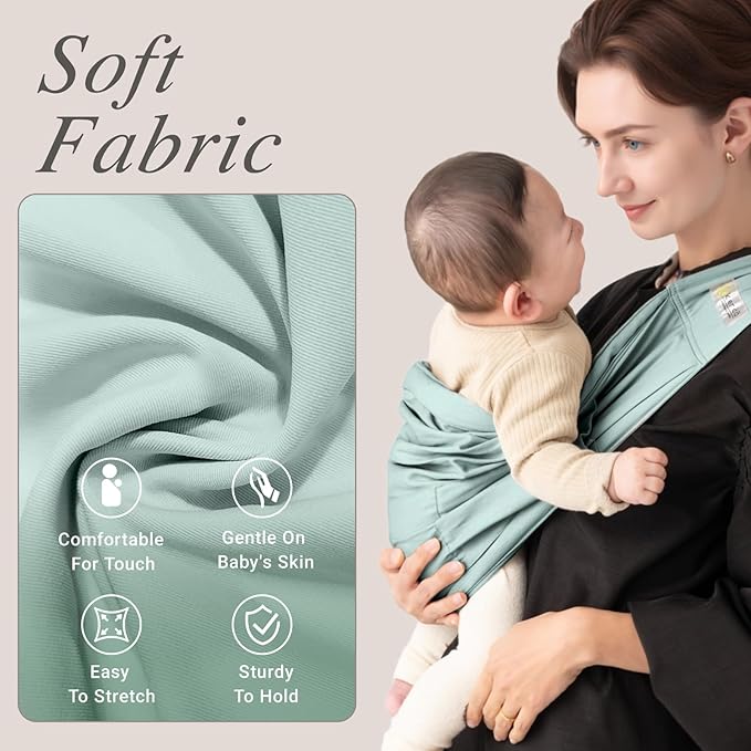 Baby Sling Carrier for Newborn to Toddler(8-45 Lbs), Cozy Wearing Baby Wrap Carrier with Adjustable Shoulder Strap Safety Buckle,Portable Lightweight Child Carrier Sling One Size Fit All Parents-Green