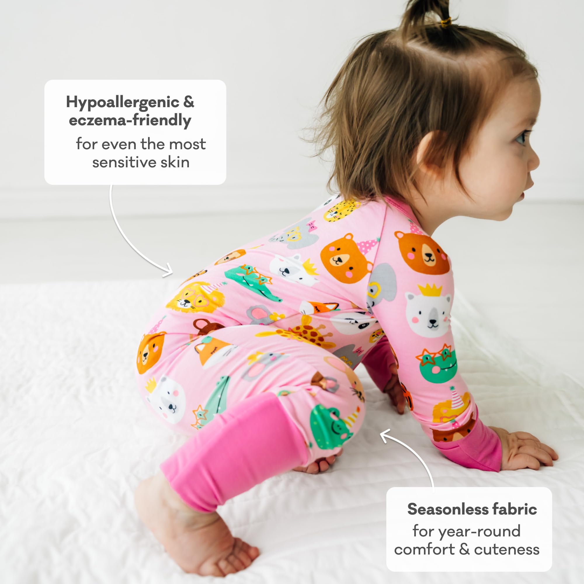 Little Sleepies Baby Pajamas, Pink Party Pals, 0-3M