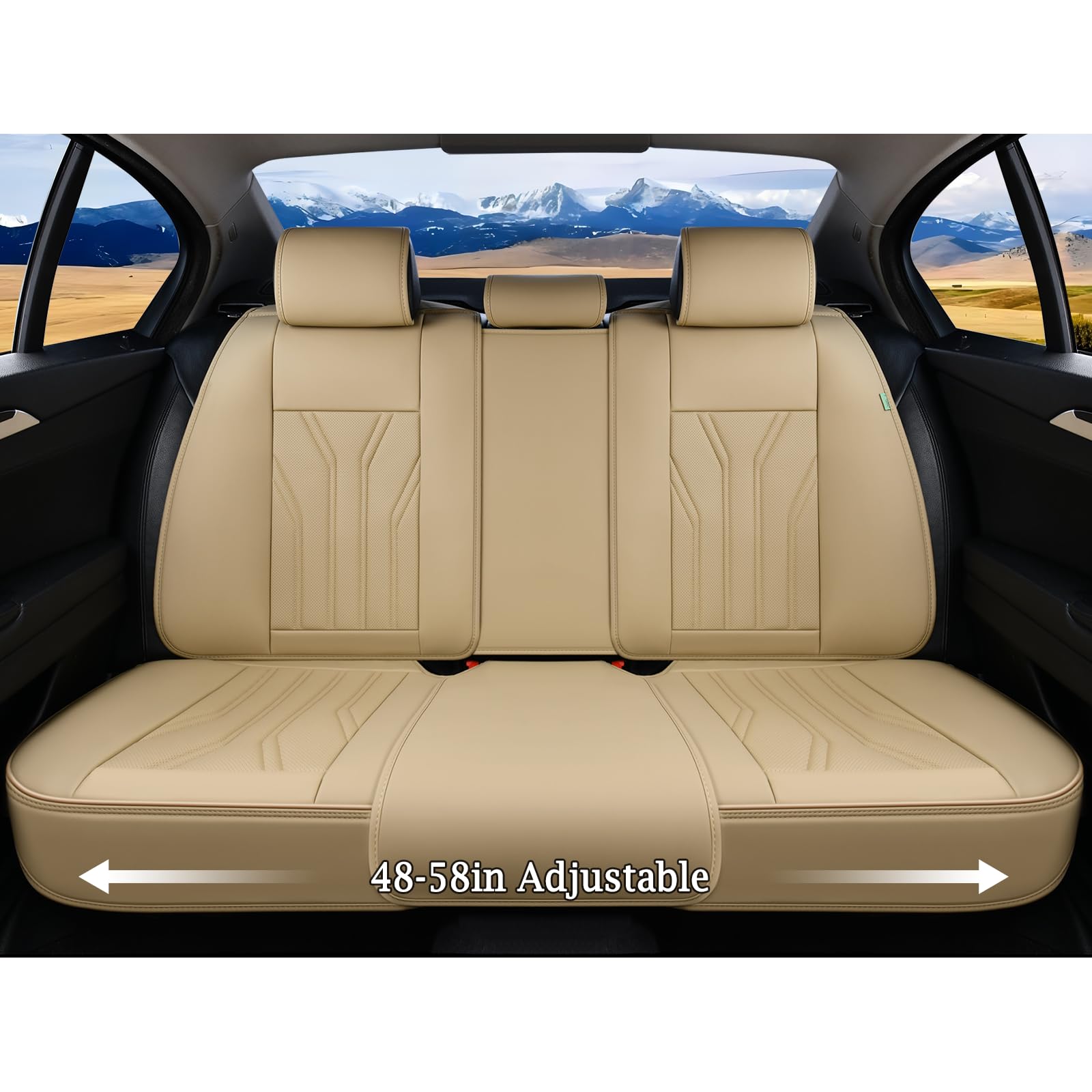 FLORICH Leather Seat Covers, Seat Covers Full Set, Car Seat Protectors 5 Seats, Automotive Seat Covers Fit for Most Cars Trucks-Beige