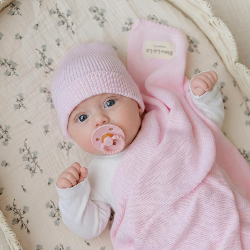 Luladream Pacifier - Natural Rubber Nipple - Soft Teething Handle - for Infants Baby's and Toddlers, 0-18 Months (Blush Pink + Rose Petal)