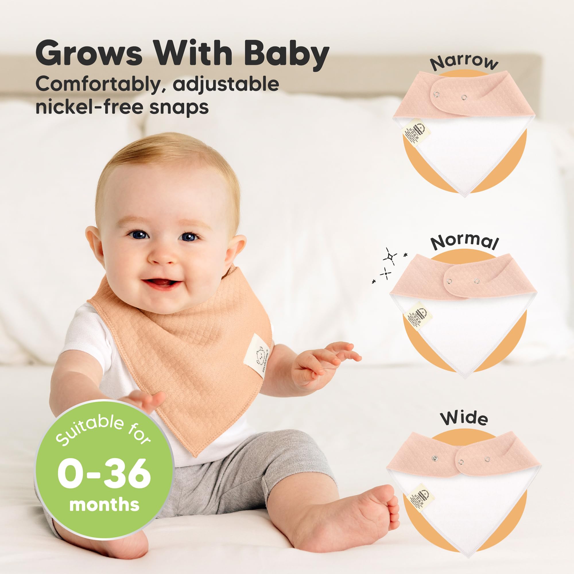KeaBabies 8pk Organic Baby Bandana Bibs for Drooling Teething (Dew/Quin)