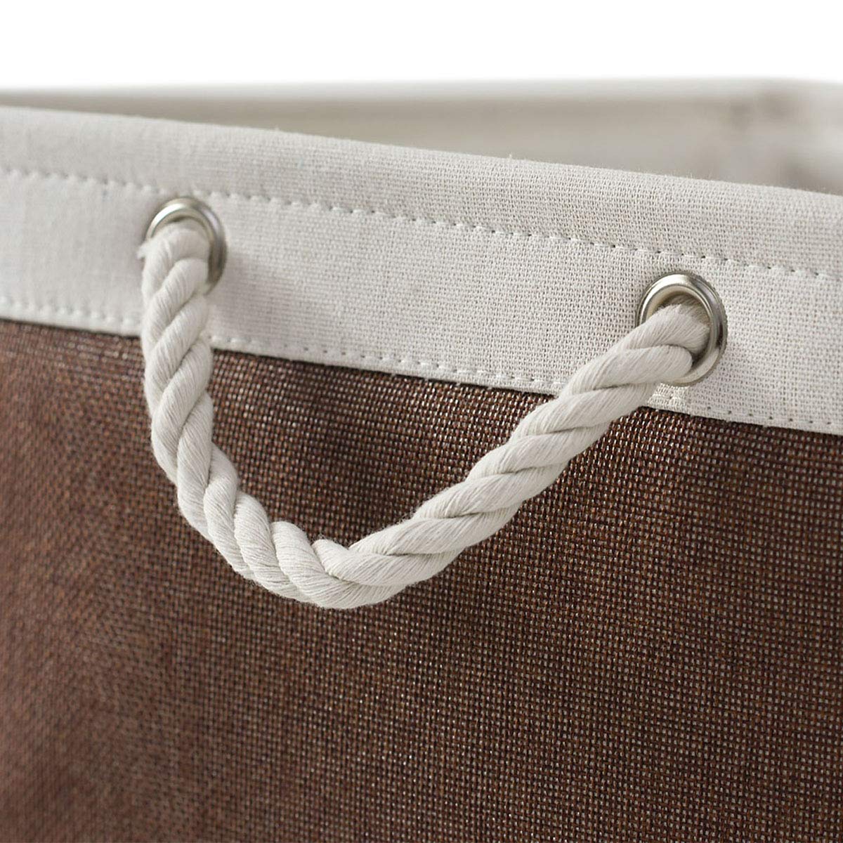 Sacyic Large Storage Baskets for Shelves, Fabric Baskets for Organizing, Collapsible Storage Bins for Closet, Nursery, Clothes, Home & Office [3-Pack, White&Brown]